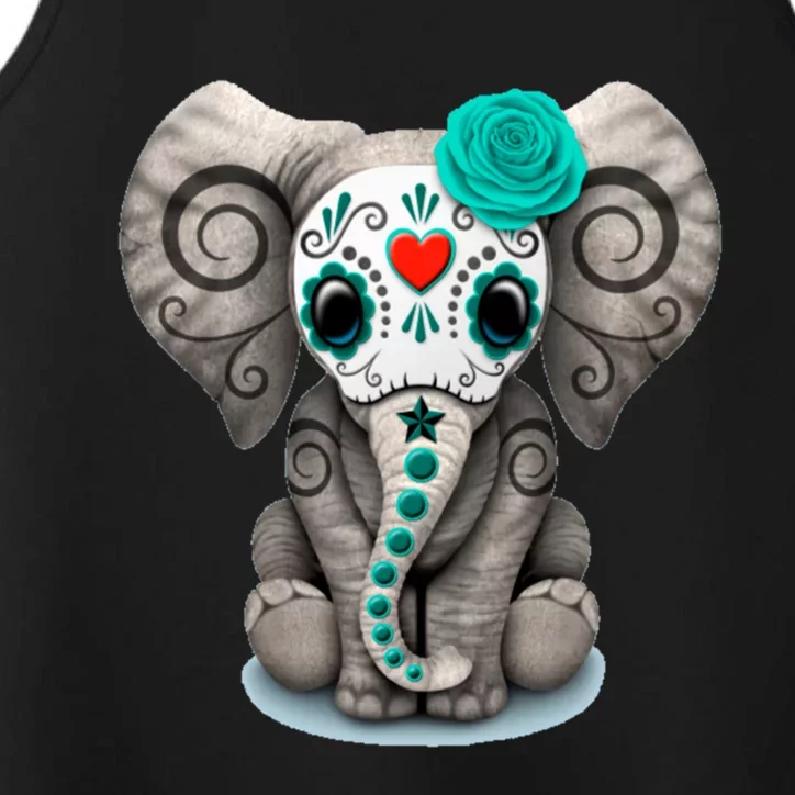 Sugar Skull Elephant Day Of The Dead Halloween Gift Performance Tank