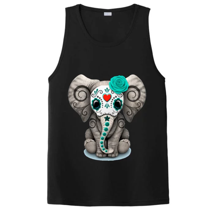 Sugar Skull Elephant Day Of The Dead Halloween Gift Performance Tank