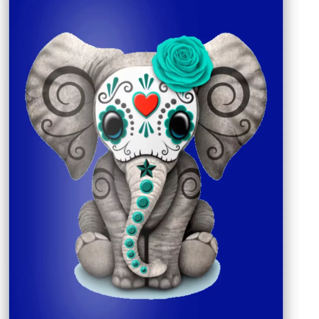 Sugar Skull Elephant Day Of The Dead Halloween Gift Poster