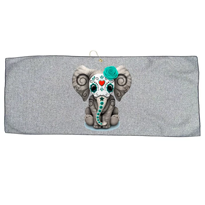 Sugar Skull Elephant Day Of The Dead Halloween Gift Large Microfiber Waffle Golf Towel