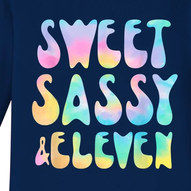 Sweet Sassy & Eleven 11th Birthday Girl Tie Dye 11 Year Old Baby Long Sleeve Bodysuit