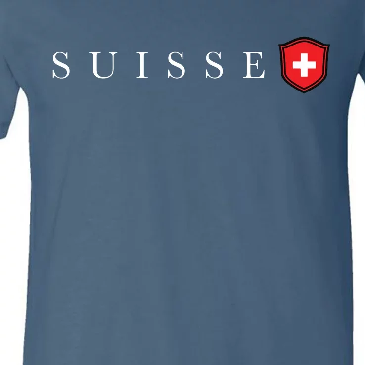 Switzerland Swiss Emblem Suisse V-Neck T-Shirt