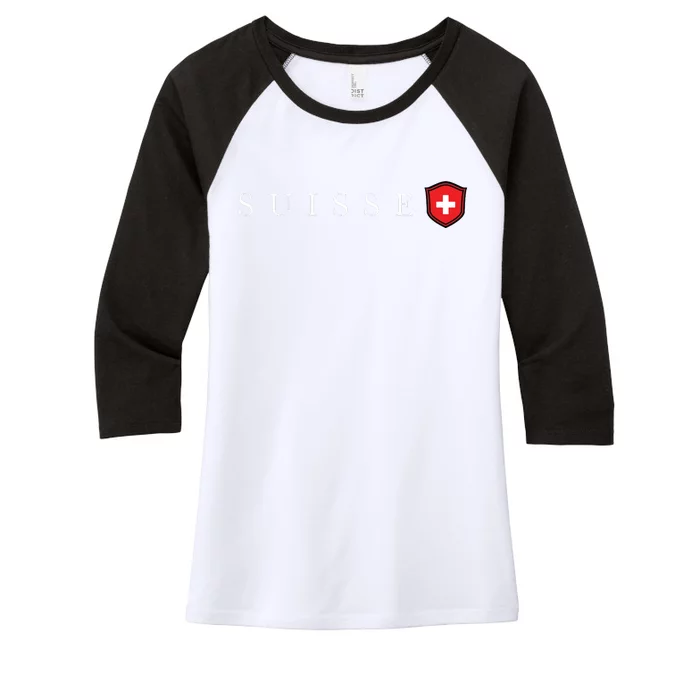 Switzerland Swiss Emblem Suisse Women's Tri-Blend 3/4-Sleeve Raglan Shirt