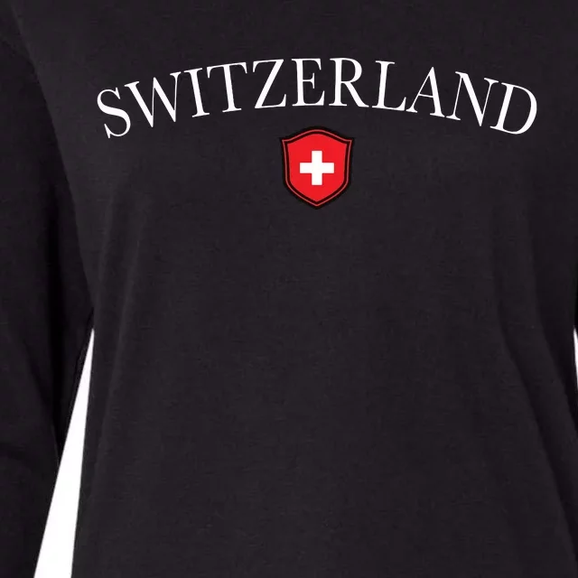 Switzerland Swiss Emblem Womens Cotton Relaxed Long Sleeve T-Shirt