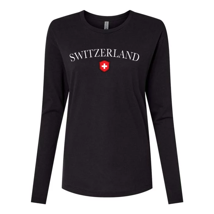 Switzerland Swiss Emblem Womens Cotton Relaxed Long Sleeve T-Shirt