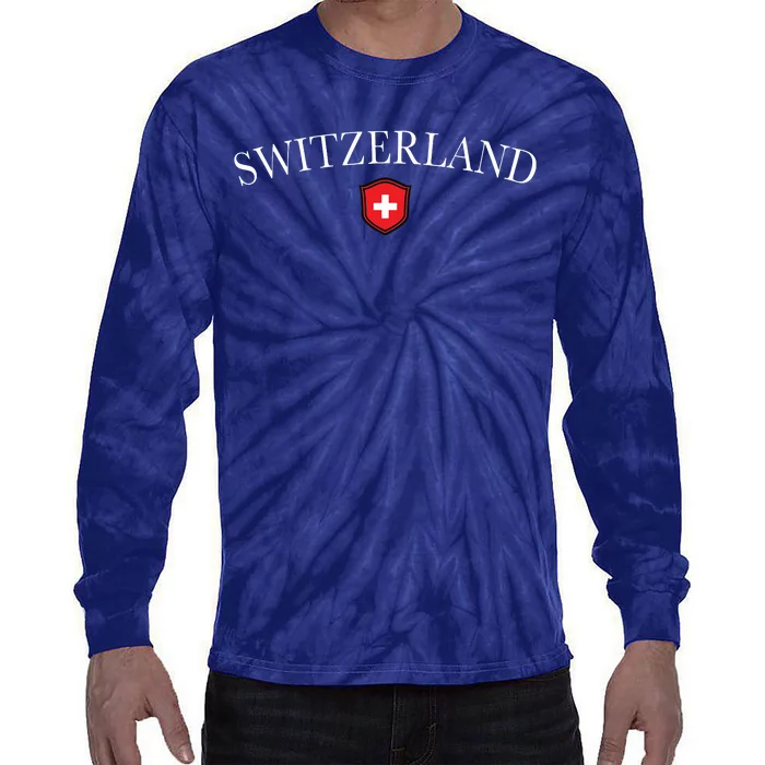 Switzerland Swiss Emblem Tie-Dye Long Sleeve Shirt