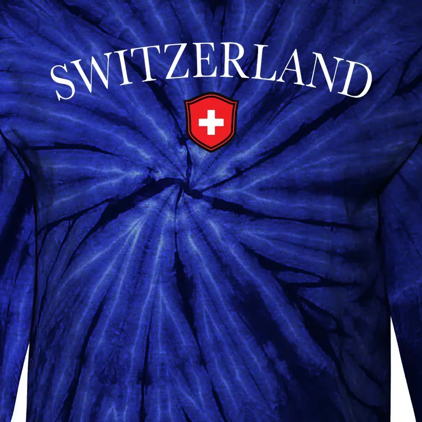 Switzerland Swiss Emblem Tie-Dye Long Sleeve Shirt