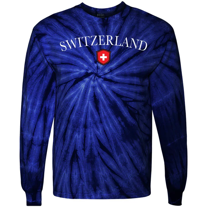 Switzerland Swiss Emblem Tie-Dye Long Sleeve Shirt