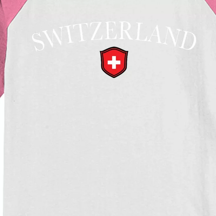 Switzerland Swiss Emblem Kids Colorblock Raglan Jersey