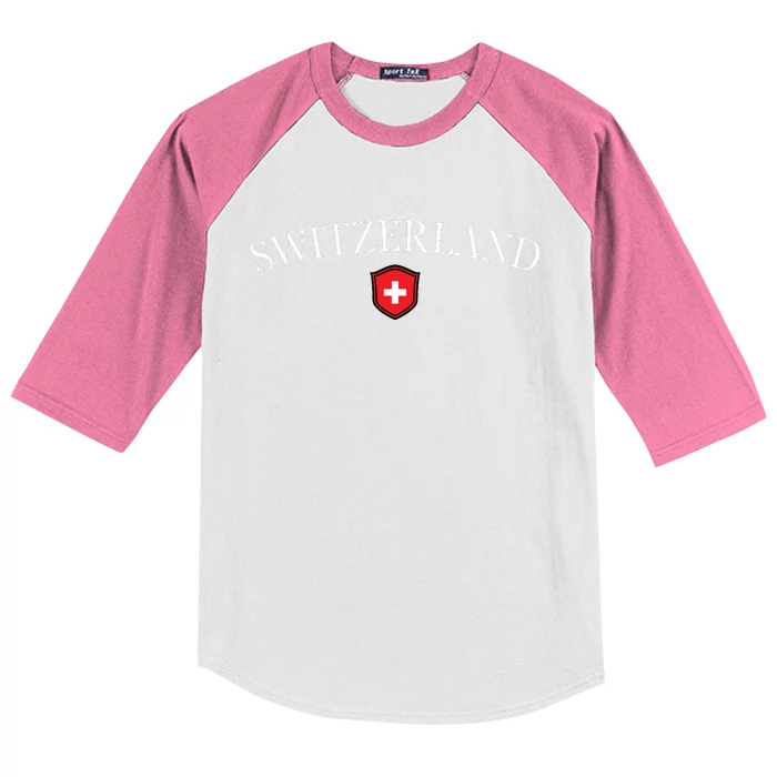 Switzerland Swiss Emblem Kids Colorblock Raglan Jersey