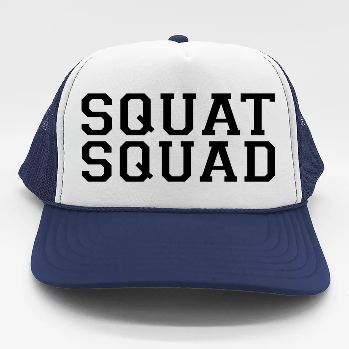 Squat Squad Exercise Gym Black Collegiate Cute Gift Trucker Hat