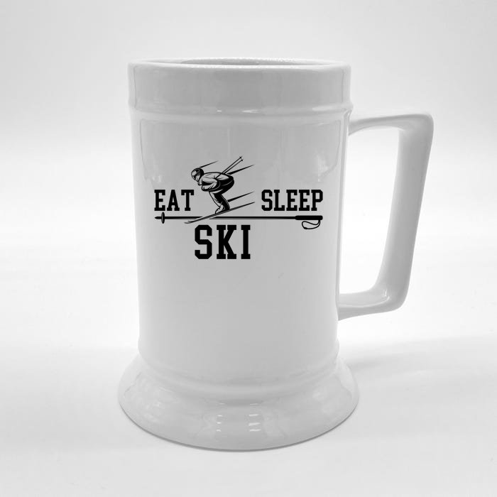 Skiing Ski Eat Sleep Repeat Winter Snow Sport Skier Hobby Gift Front & Back Beer Stein