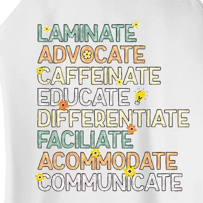 SPED Special Education Teacher Laminate Advocate Caffeinate Women’s Perfect Tri Rocker Tank