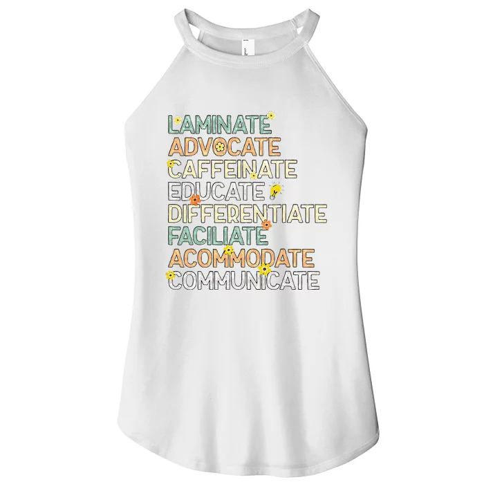 SPED Special Education Teacher Laminate Advocate Caffeinate Women’s Perfect Tri Rocker Tank