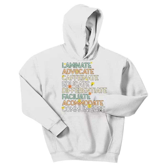 SPED Special Education Teacher Laminate Advocate Caffeinate Kids Hoodie