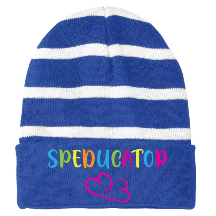 Speducator Special Education Teacher Great Gift Striped Beanie with Solid Band