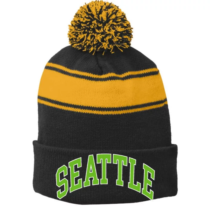 Seattle Stripe Pom Pom Beanie