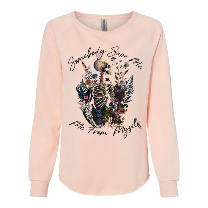 Somebody Save Flora Me Me From Western Myself Skeleton Womens California Wash Sweatshirt