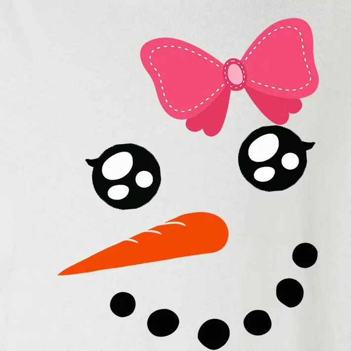 Snow Snowman Face Carrot Nose Pink Bow Toddler Long Sleeve Shirt