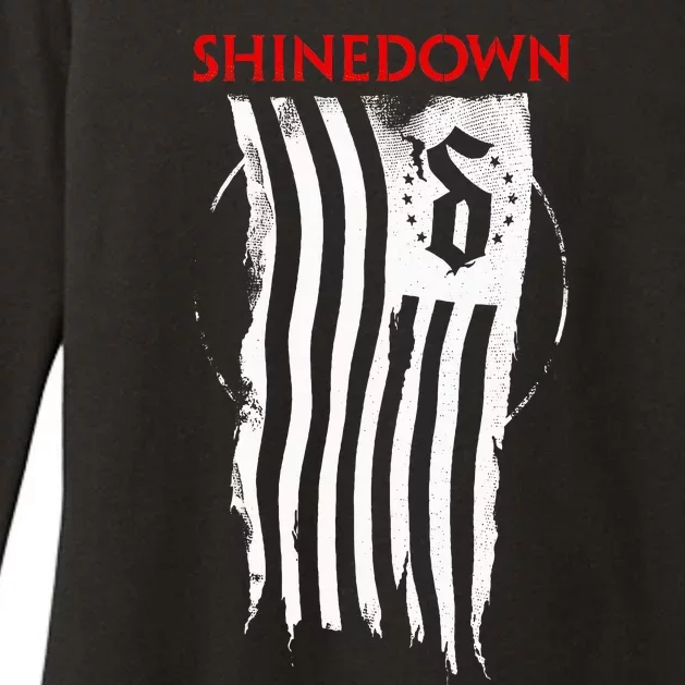 Shinedown Shredded Flag Womens CVC Long Sleeve Shirt