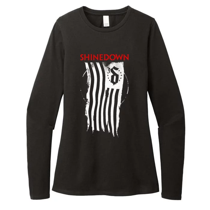 Shinedown Shredded Flag Womens CVC Long Sleeve Shirt