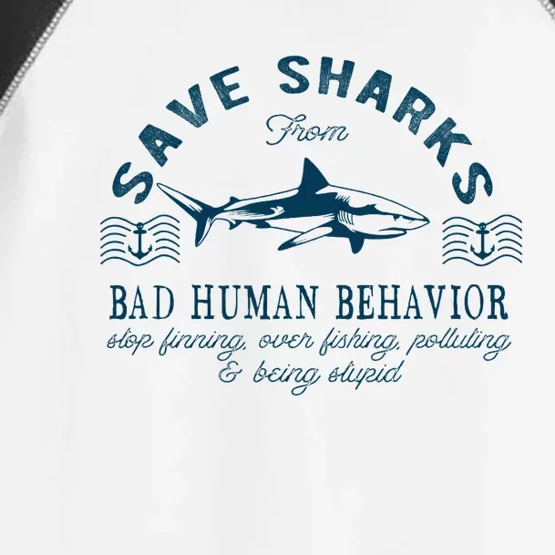 Save Sharks From Bad Human Behavior Blue Nautical Shark Toddler Fine Jersey T-Shirt