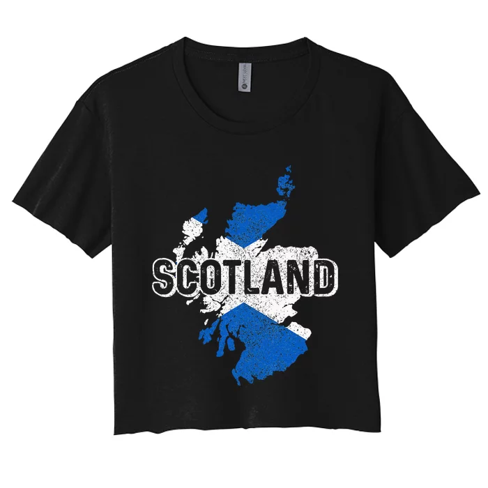 Scotland Scottish Flag Map Pride Women's Crop Top Tee