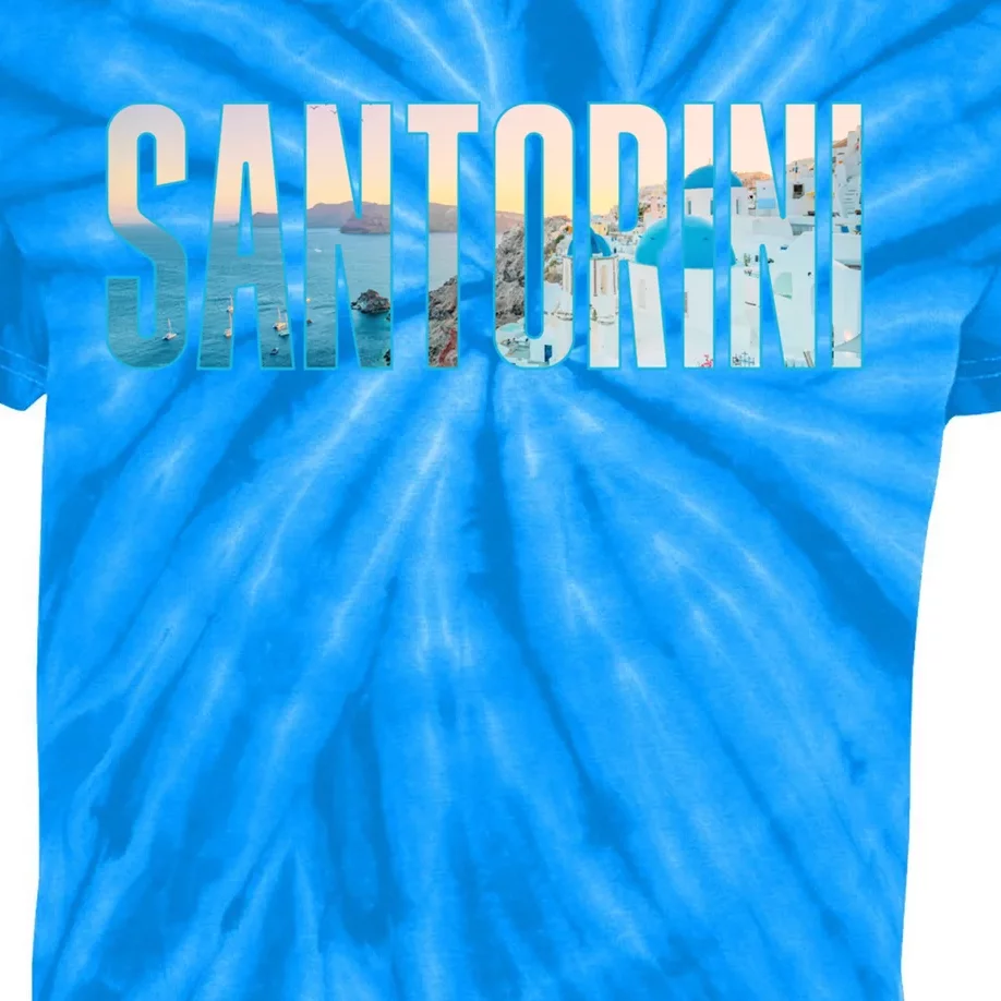 Santorini Souvenir For Couple Or Family Summer Vacay Graphic Gift Kids Tie-Dye T-Shirt