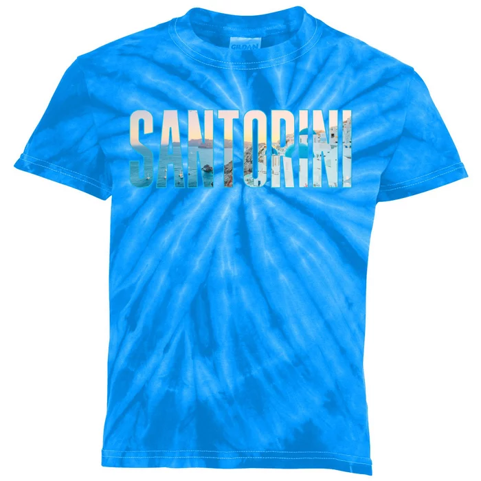 Santorini Souvenir For Couple Or Family Summer Vacay Graphic Gift Kids Tie-Dye T-Shirt