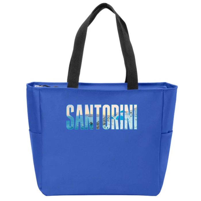 Santorini Souvenir For Couple Or Family Summer Vacay Graphic Gift Zip Tote Bag