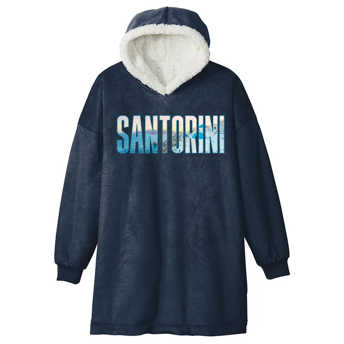 Santorini Souvenir For Couple Or Family Summer Vacay Graphic Gift Hooded Wearable Blanket