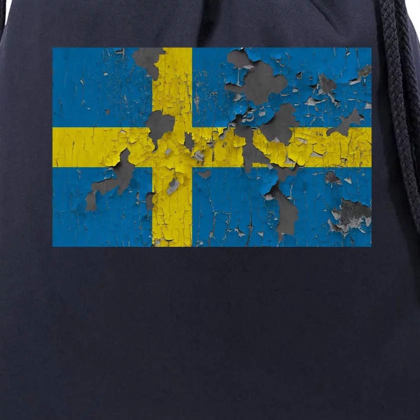 Sweden Stone Flag Drawstring Bag