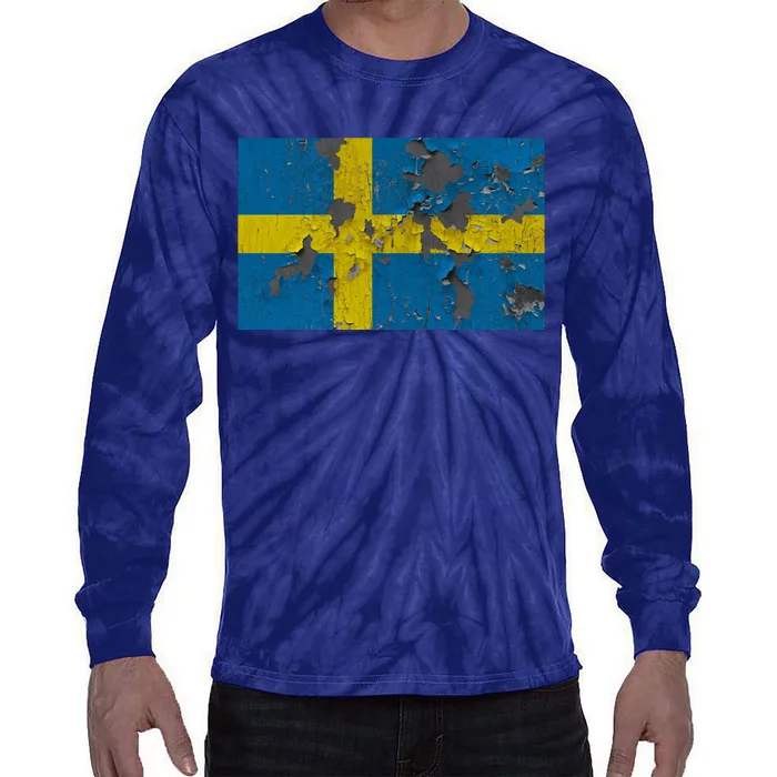 Sweden Stone Flag Tie-Dye Long Sleeve Shirt