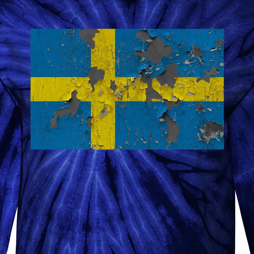 Sweden Stone Flag Tie-Dye Long Sleeve Shirt