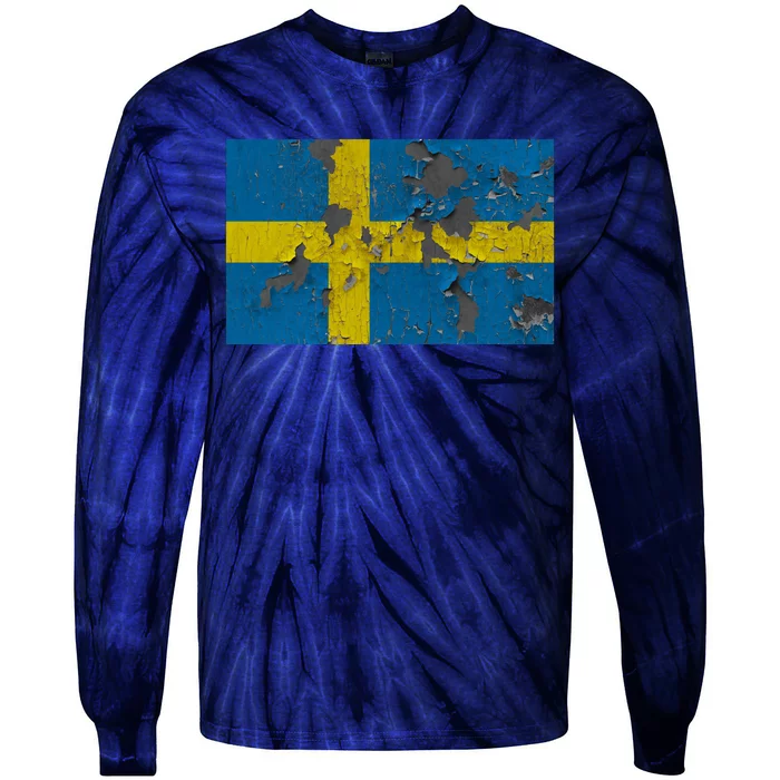 Sweden Stone Flag Tie-Dye Long Sleeve Shirt