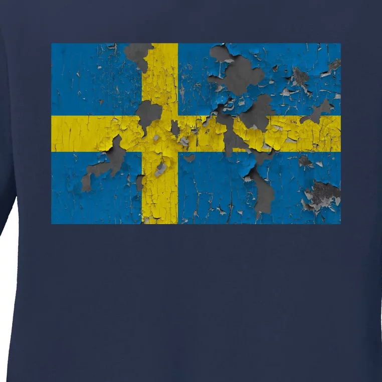 Sweden Stone Flag Ladies Long Sleeve Shirt