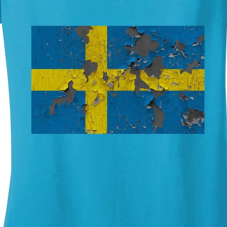 Sweden Stone Flag Women's V-Neck T-Shirt