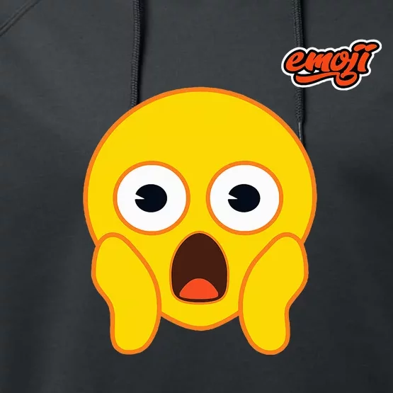 Scared Screaming Face Flat Performance Fleece Hoodie