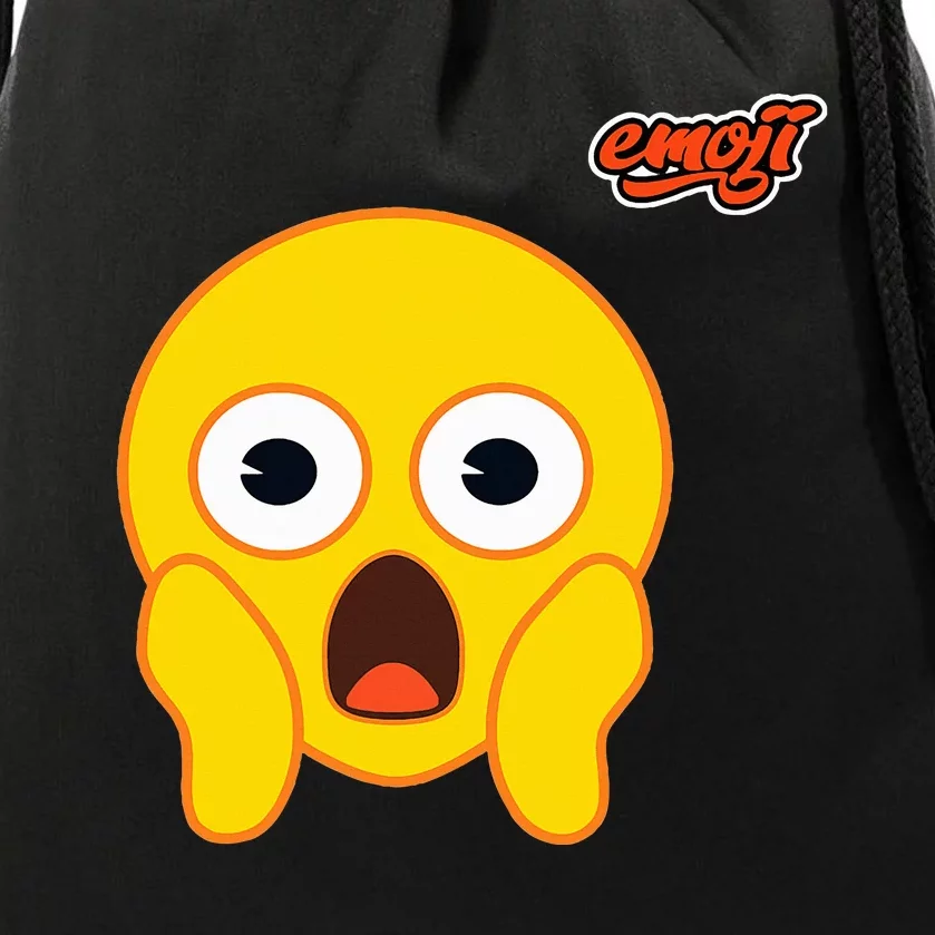 Scared Screaming Face Flat Drawstring Bag