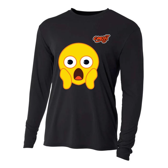 Scared Screaming Face Flat Cooling Performance Long Sleeve Crew