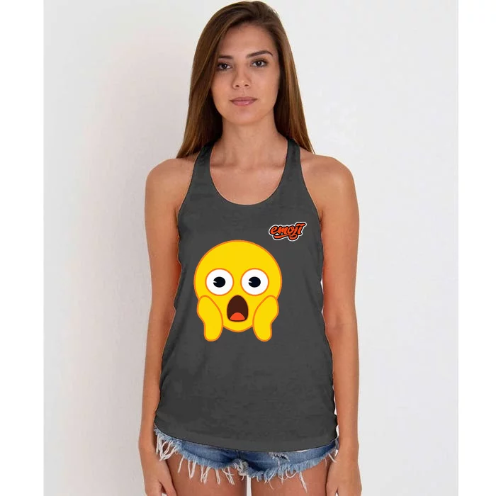 Scared Screaming Face Flat Women's Knotted Racerback Tank