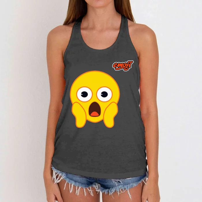 Scared Screaming Face Flat Women's Knotted Racerback Tank