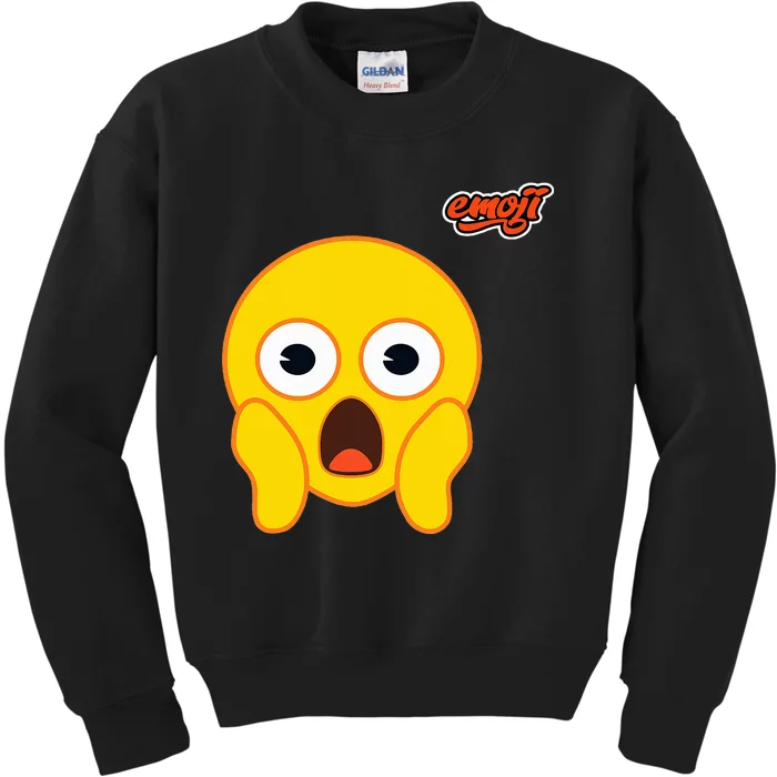 Scared Screaming Face Flat Kids Sweatshirt