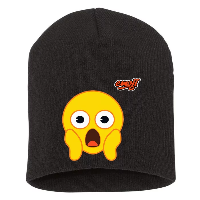 Scared Screaming Face Flat Short Acrylic Beanie