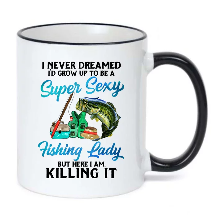 Super Sexy Fishing Lady Fish Lover Black Color Changing Mug