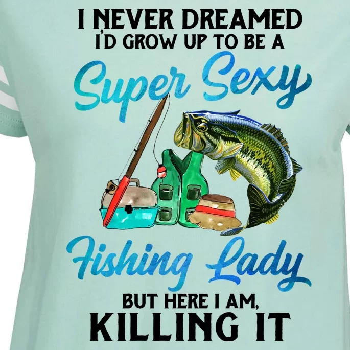 Super Sexy Fishing Lady Fish Lover Enza Ladies Jersey Football T-Shirt