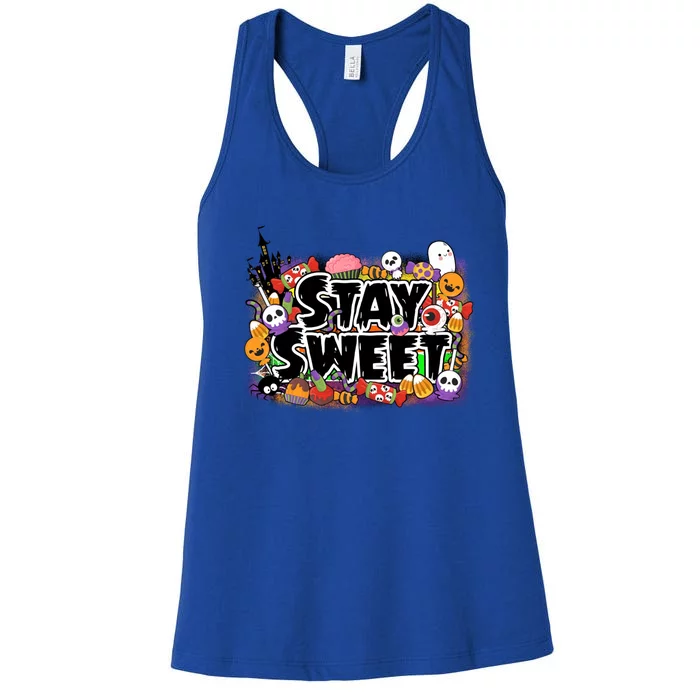 Stay Sweet Funny Halloween Lover Spooky Season Gift Ideas Gift Women's Racerback Tank