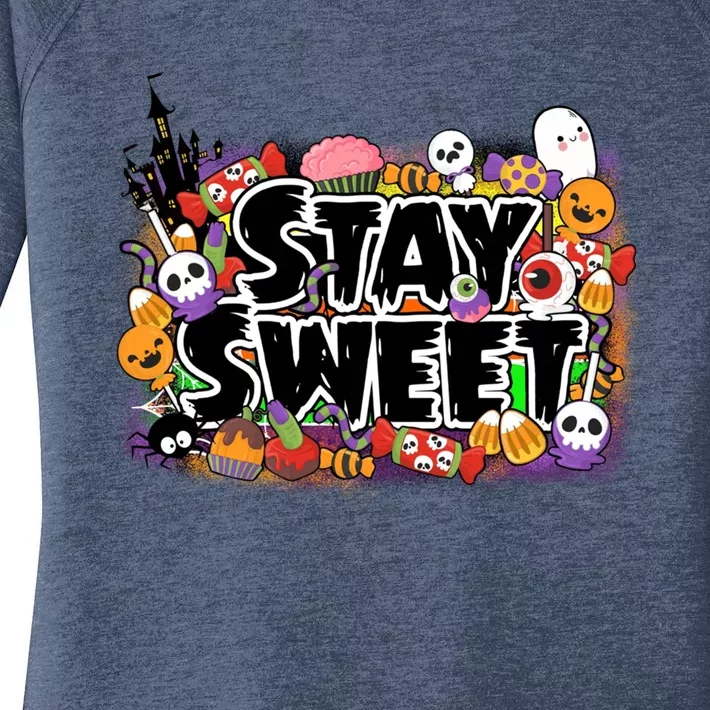 Stay Sweet Funny Halloween Lover Spooky Season Gift Ideas Gift Women's Perfect Tri Tunic Long Sleeve Shirt