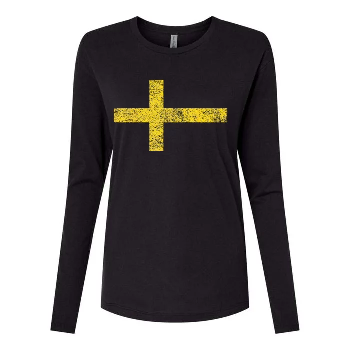 SWEDEN SWEDISH FLAG SVENSKA SVERIGE NORDIC CROSS Womens Cotton Relaxed Long Sleeve T-Shirt