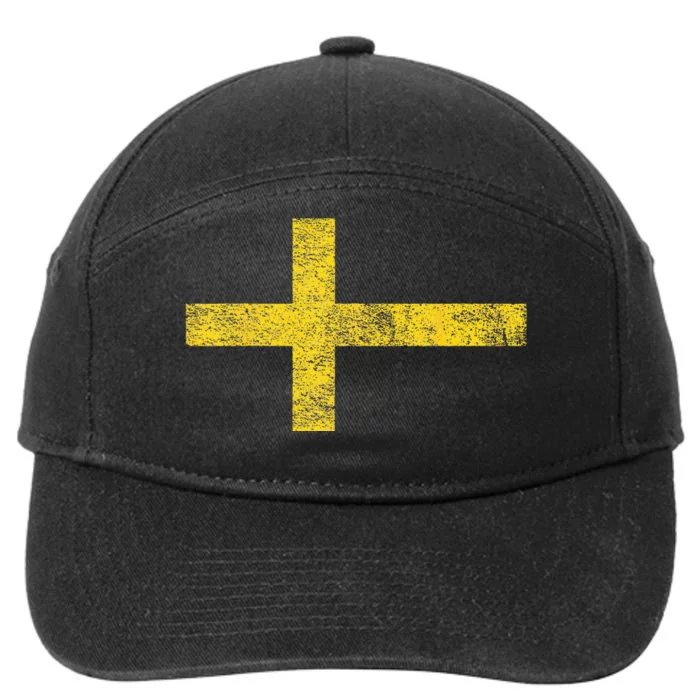 SWEDEN SWEDISH FLAG SVENSKA SVERIGE NORDIC CROSS 7-Panel Snapback Hat